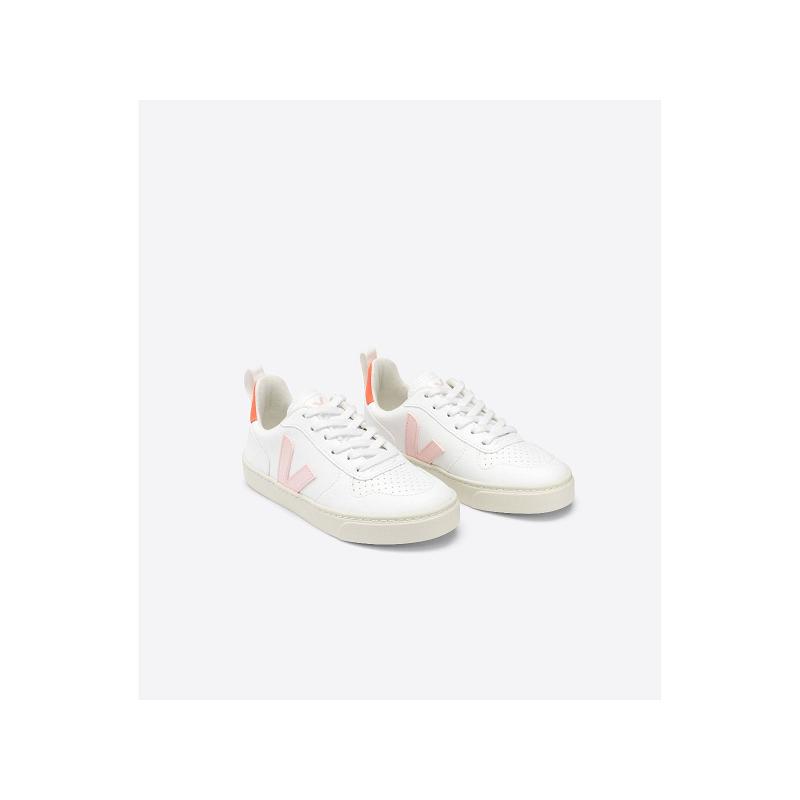 Zapatillas Veja Niños España - V-10 Tenis Blancas Naranjas ES2179642